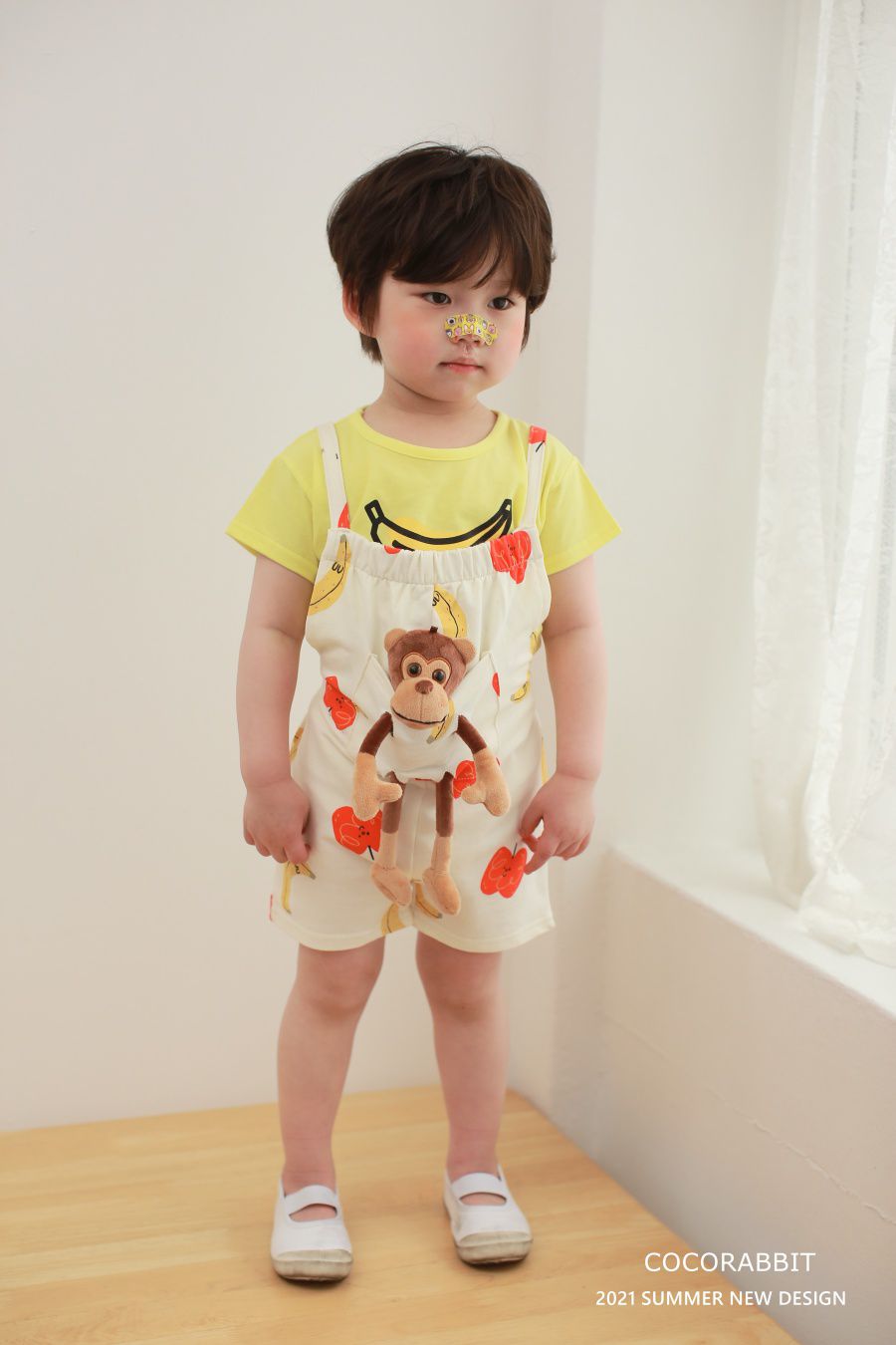 韓國 Coco Rabbit - 猴子娃娃吊帶褲-象牙白