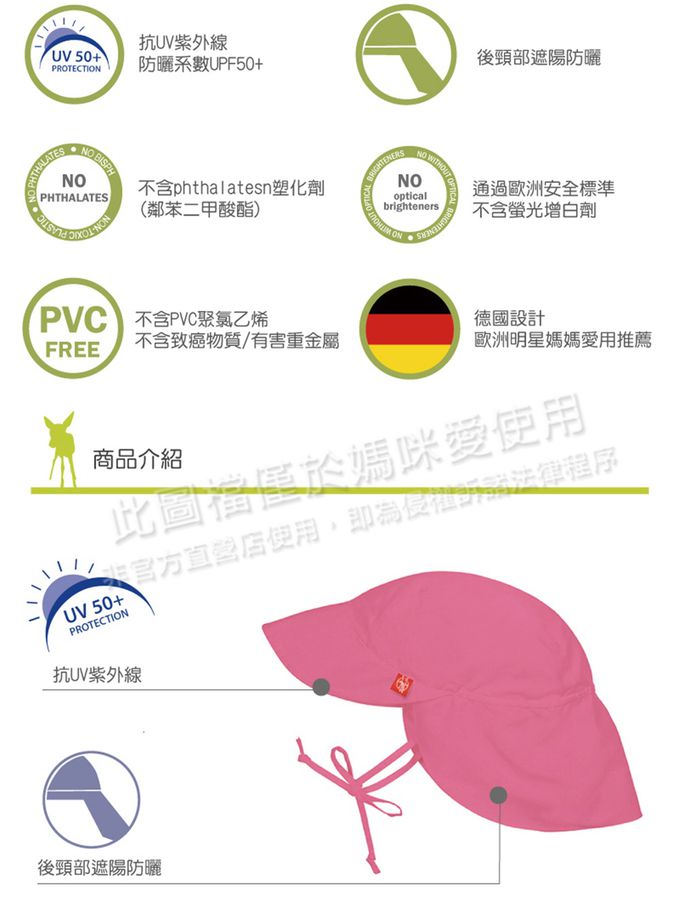 德國 Lassig - 嬰幼兒抗UV防曬遮頸帽-深軍藍