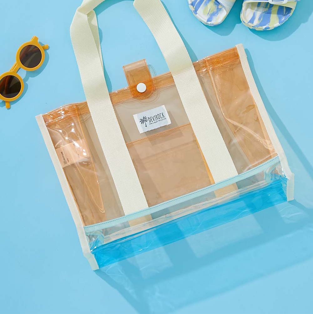 果凍色系PVC游泳/玩水包-嫩橘x水藍