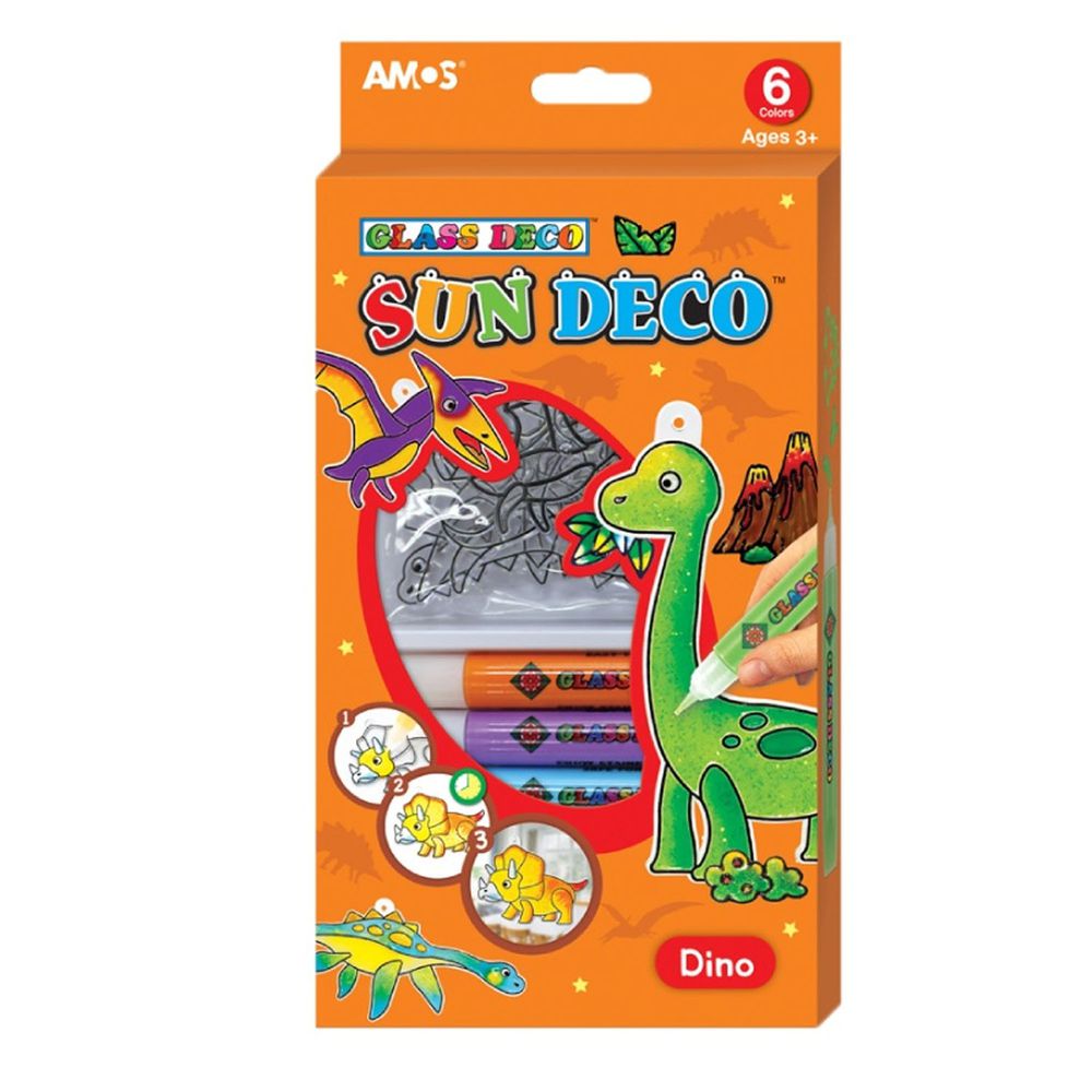 韓國 AMOS - 6色恐龍主題吊飾玻璃彩繪膠