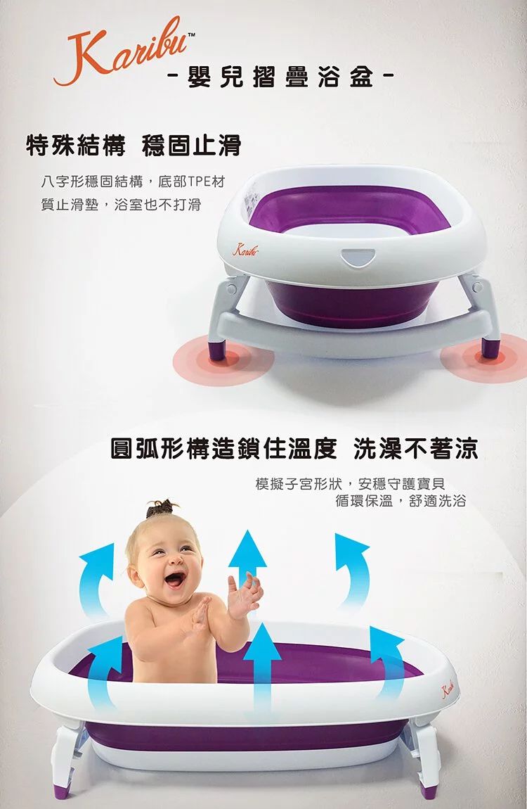 Karibu - 嘉嬰寶嬰兒折疊浴盆-海軍藍