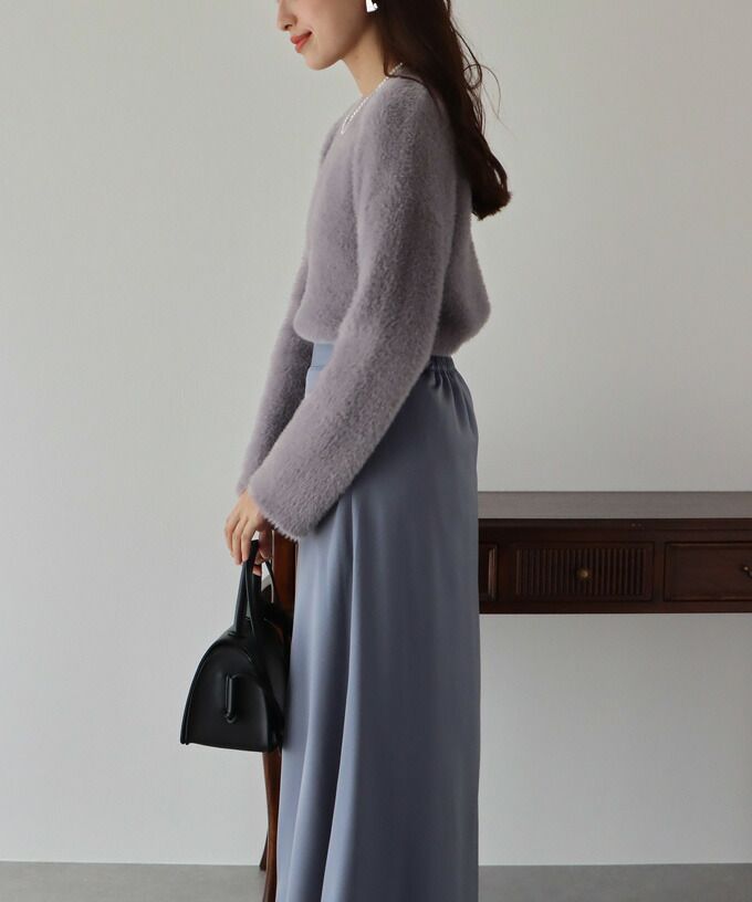 日本 BLUE EAST - 柔軟毛絨圓領毛衣-天使白