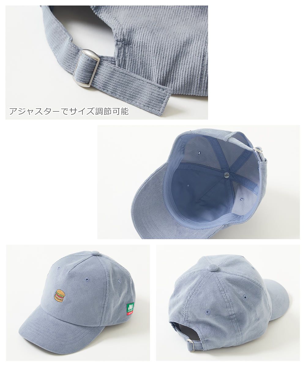 日本 devirock - 聯名限定 刺繡印花燈芯絨鴨舌帽-灰藍