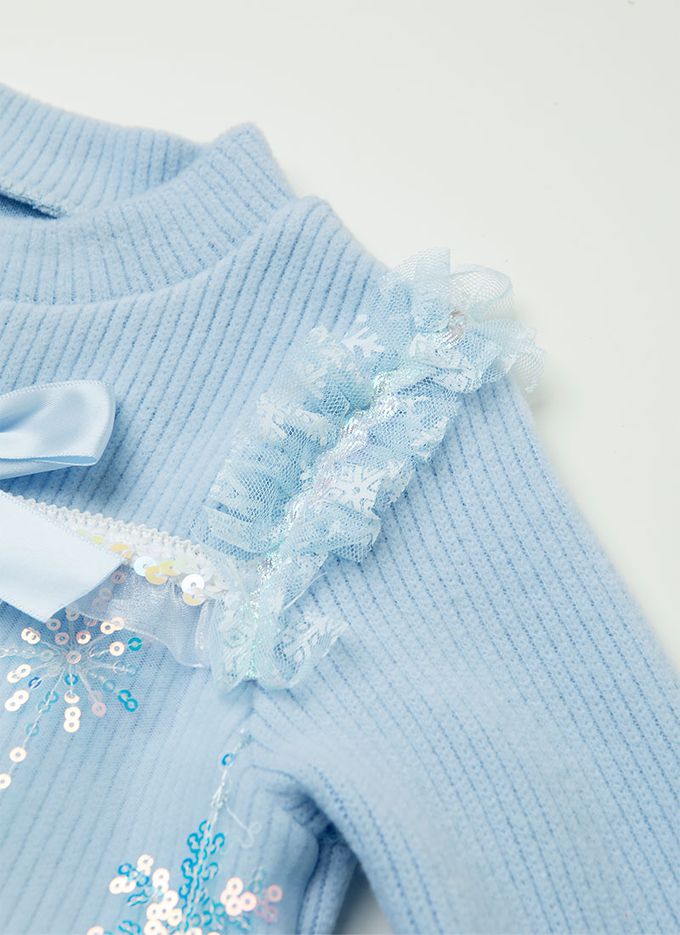 韓國 OZKIZ - 雪花亮片寶石裝飾連身洋裝-粉紫