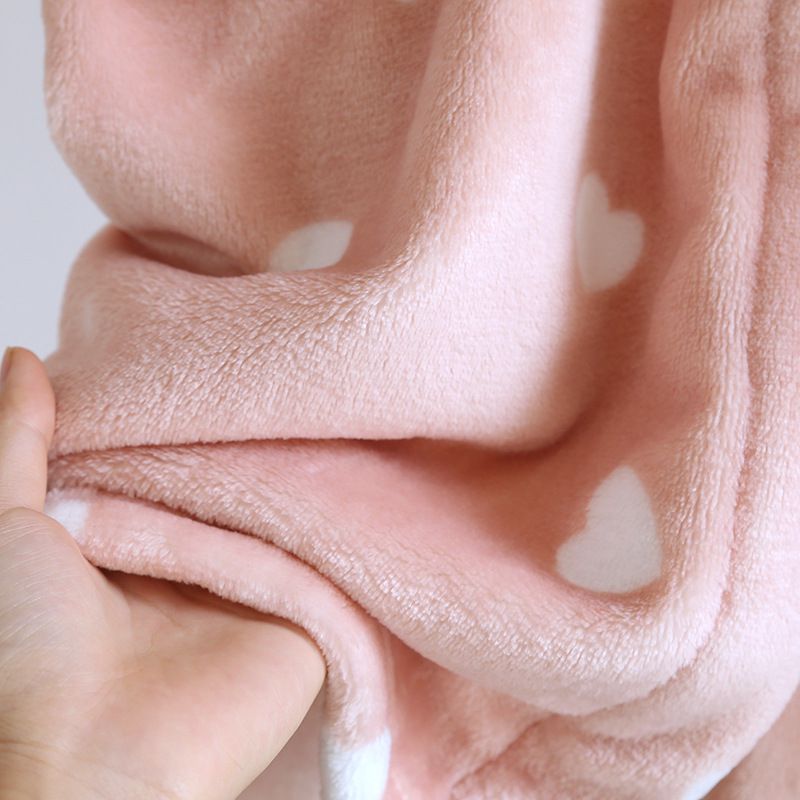 法蘭絨暖暖長袖連身睡衣-愛心-粉色