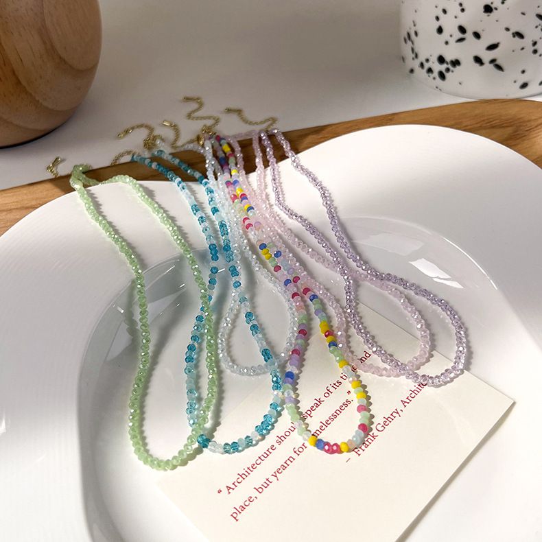 輕奢串珠水晶項鍊-藍色 (41cm)