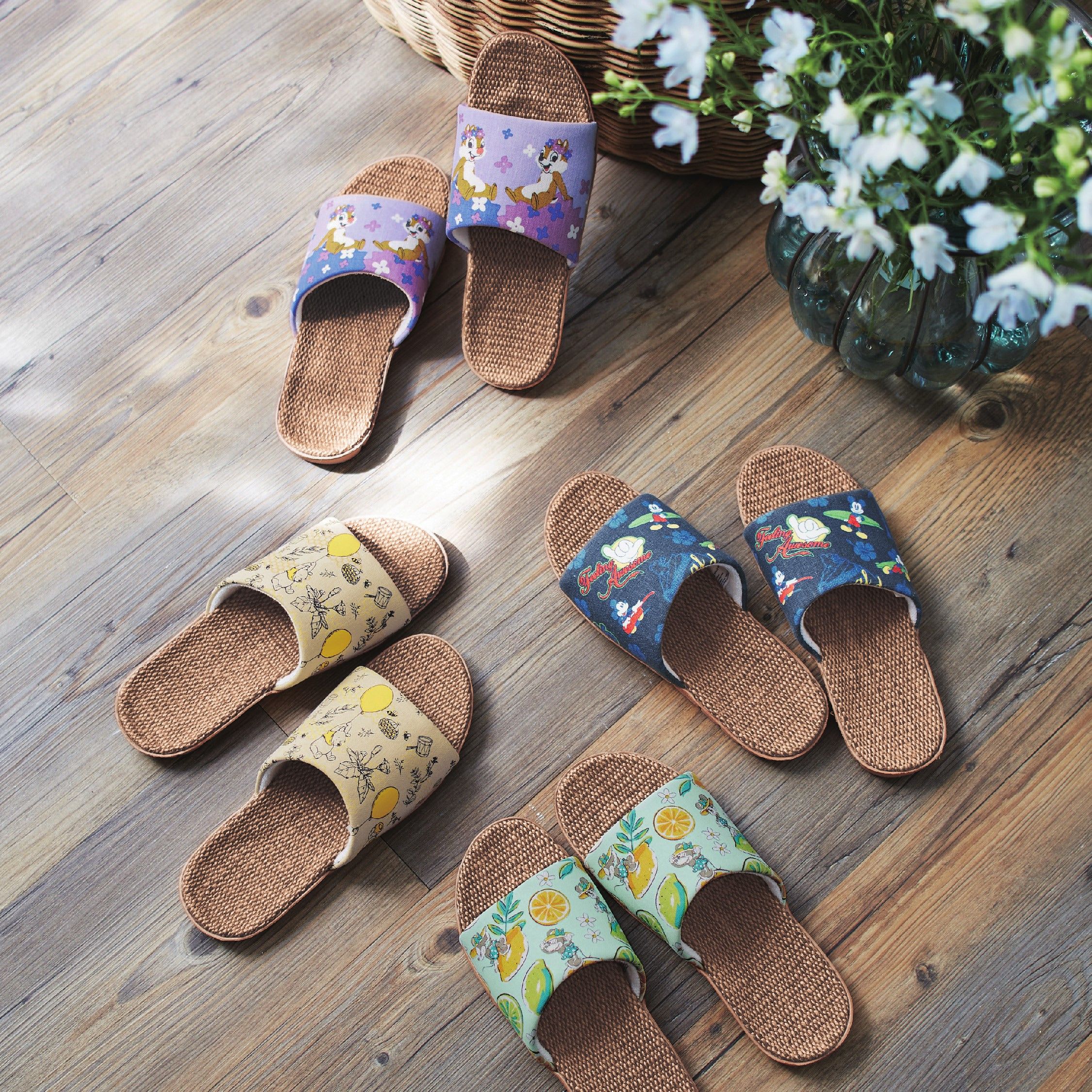 日本千趣會 - 迪士尼 輕量亞麻夏季室內拖鞋-奇奇蒂蒂-粉紫 ((22.5-24.5cm))