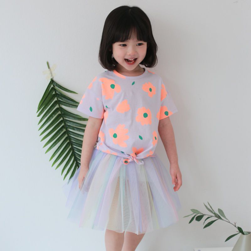 韓國 Coco Rabbit - 彩虹漸層網紗褲裙-薄荷綠