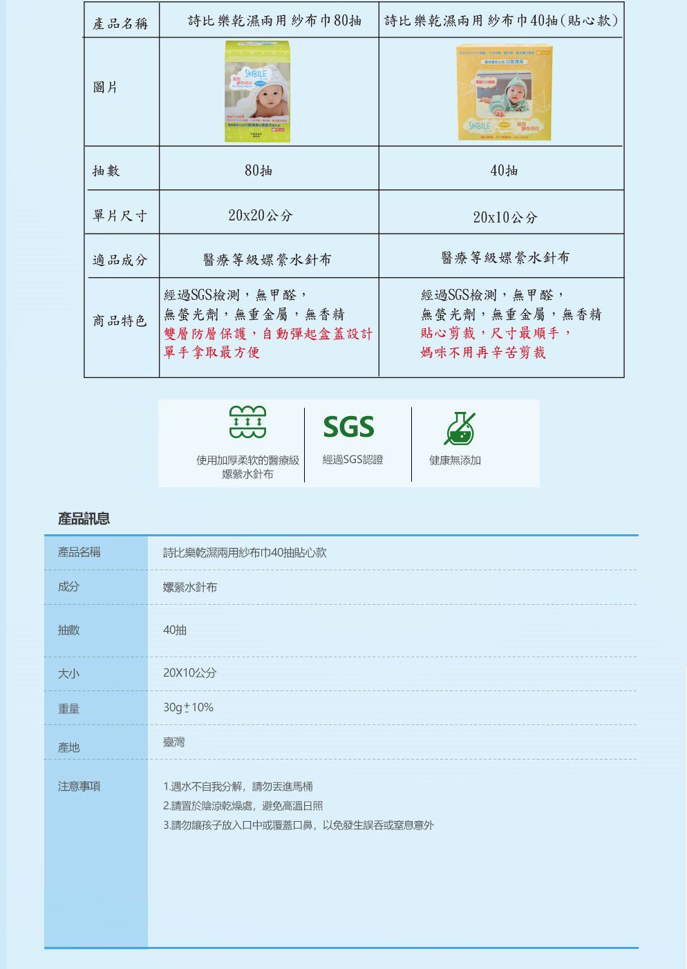詩比樂 - 詩比樂乾濕兩用紗布巾-(20*10cm)貼心款