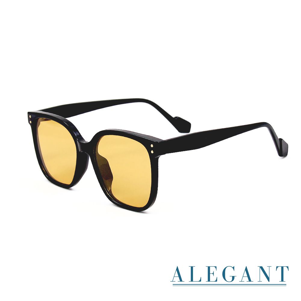 ALEGANT - 松香黃度假風韓版復古時尚中性方框輕量TR90寶麗來偏光墨鏡│UV400太陽眼鏡