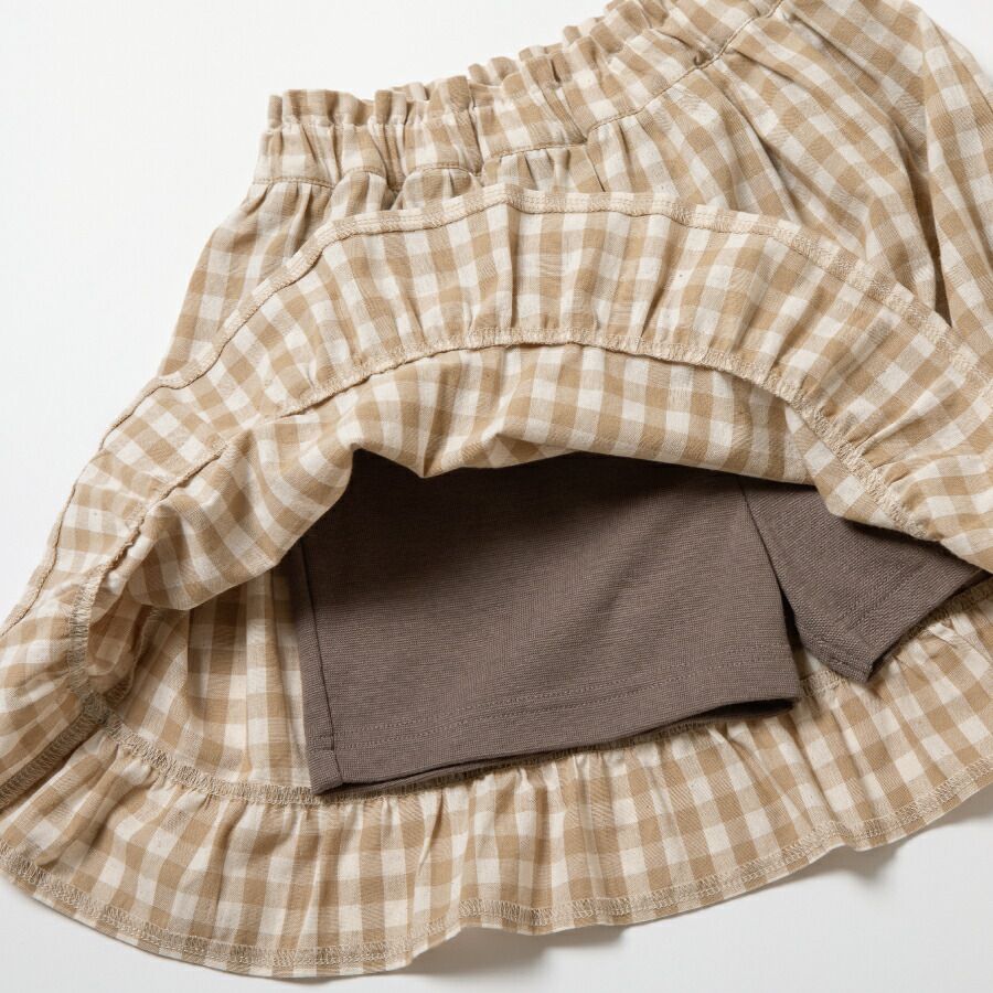 日本 evercloset - 小清新印花鬆緊圓裙(有打底褲)-小花-黃