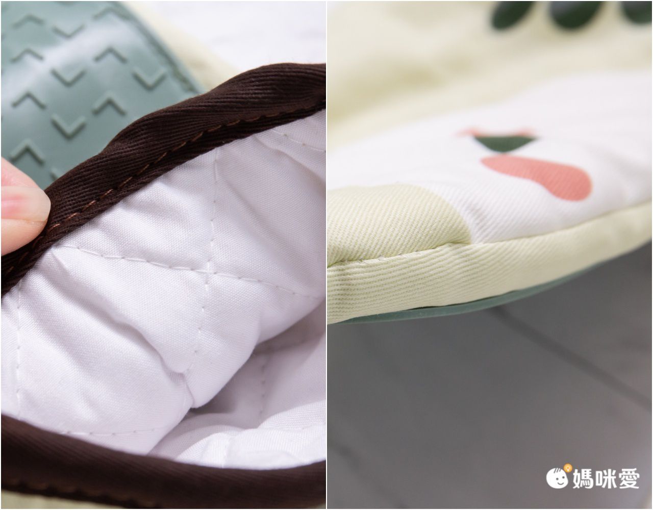 防燙手卡通矽膠拼接隔熱手套-橘粉色-左手