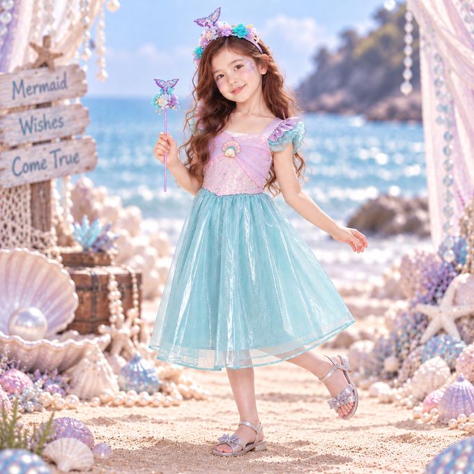 浪漫海洋美人魚公主洋裝｜女童變裝造型服 萬聖節小美人魚服