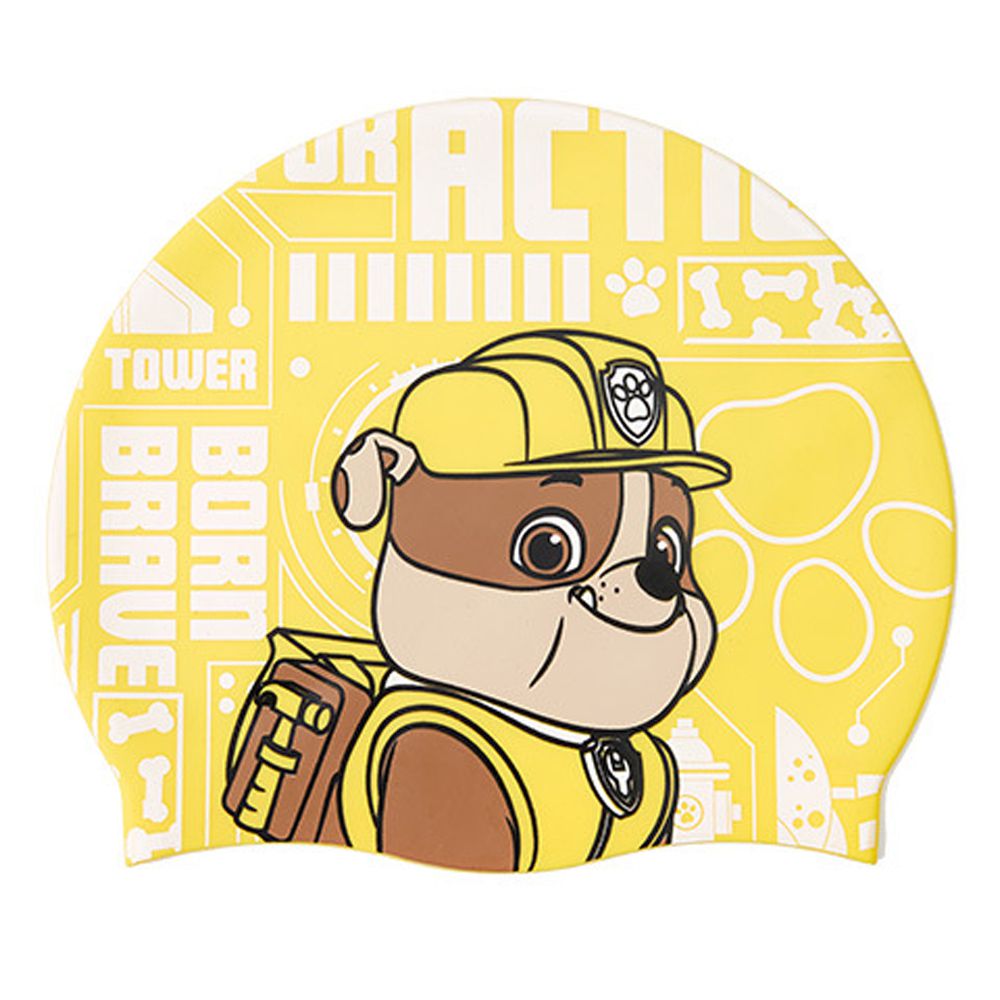矽膠兒童泳帽-卡通人物小礫-黃