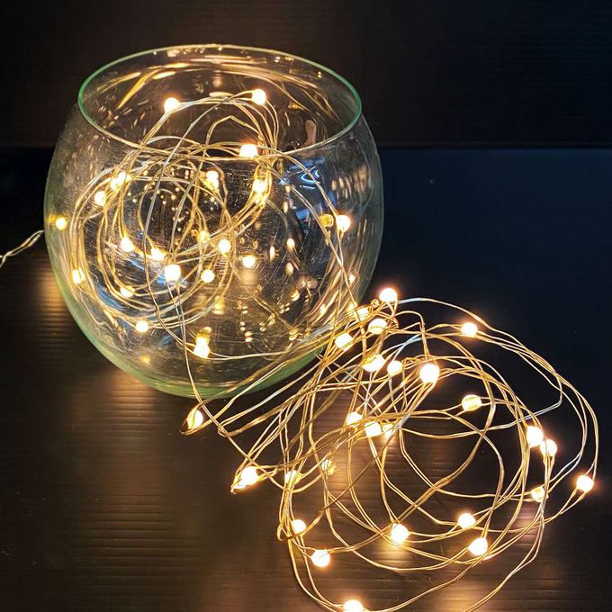 MODACore 摩達客 - 50燈LED大頭銅線燈串暖白光-USB電池盒兩用充電(贈遙控器)浪漫星星燈聖誕燈串