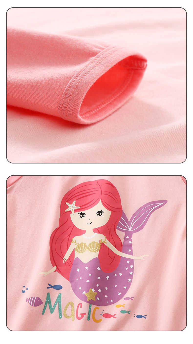 MAMDADKIDS - 萊卡棉長袖家居服套裝-美人魚-粉色