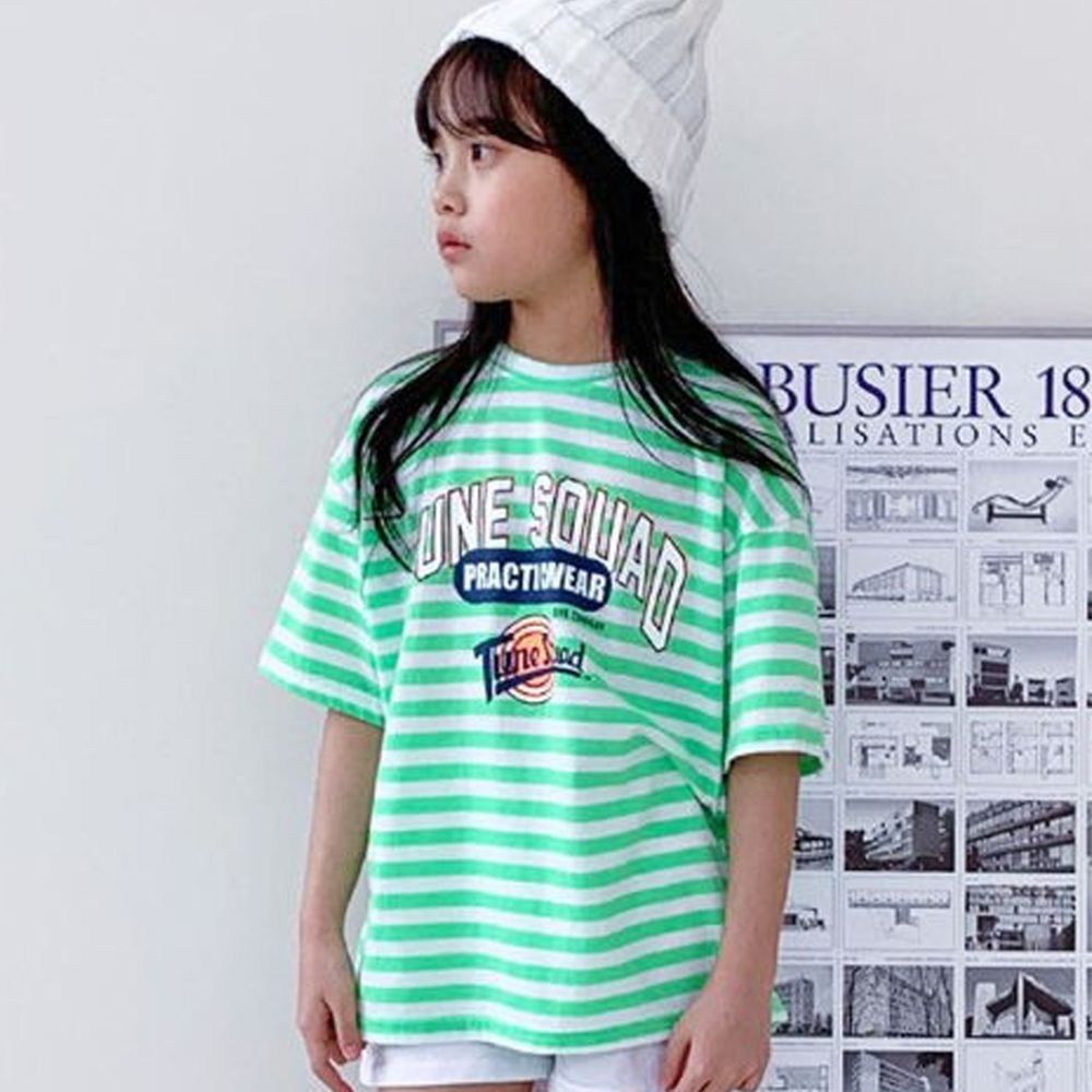 韓國 PINK151 - 螢光色條紋T-綠