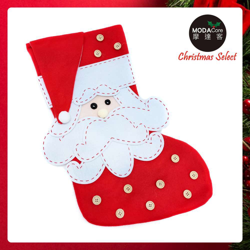 MODACore 摩達客 - 22吋鈕釦摺帽聖誕老公公聖誕襪