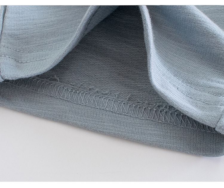 純棉腰鬆緊休閒五分褲-噴火恐龍-深藍色