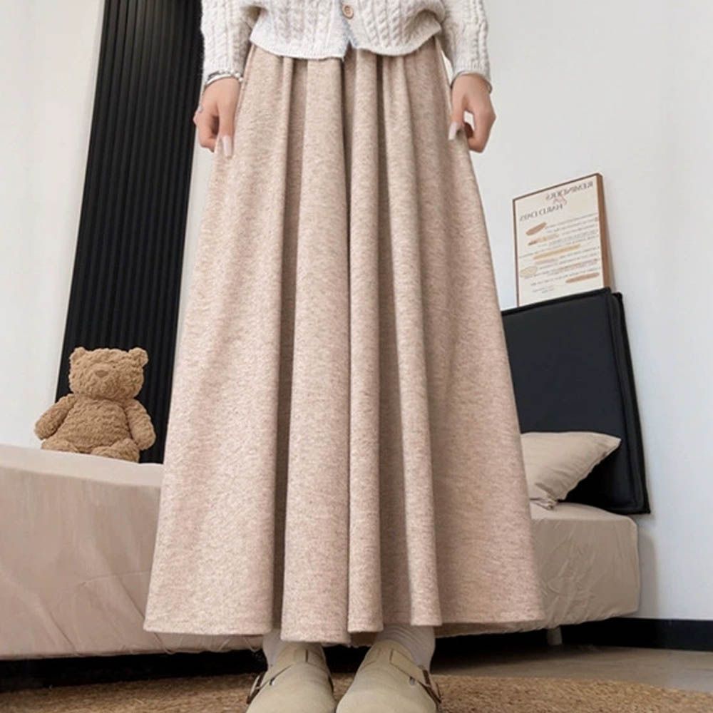 雲感親膚瘦瘦裙褲-有口袋(可選長度)-溫柔燕麥