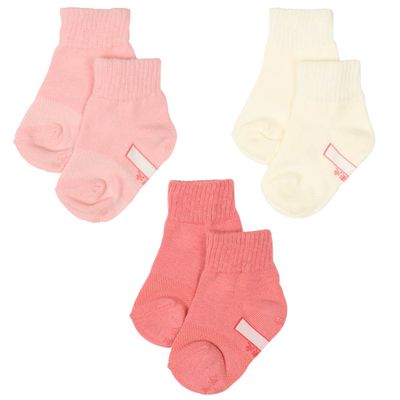 akachan honpo - 短襪3雙組-素面-粉紅色 (9~14cm)