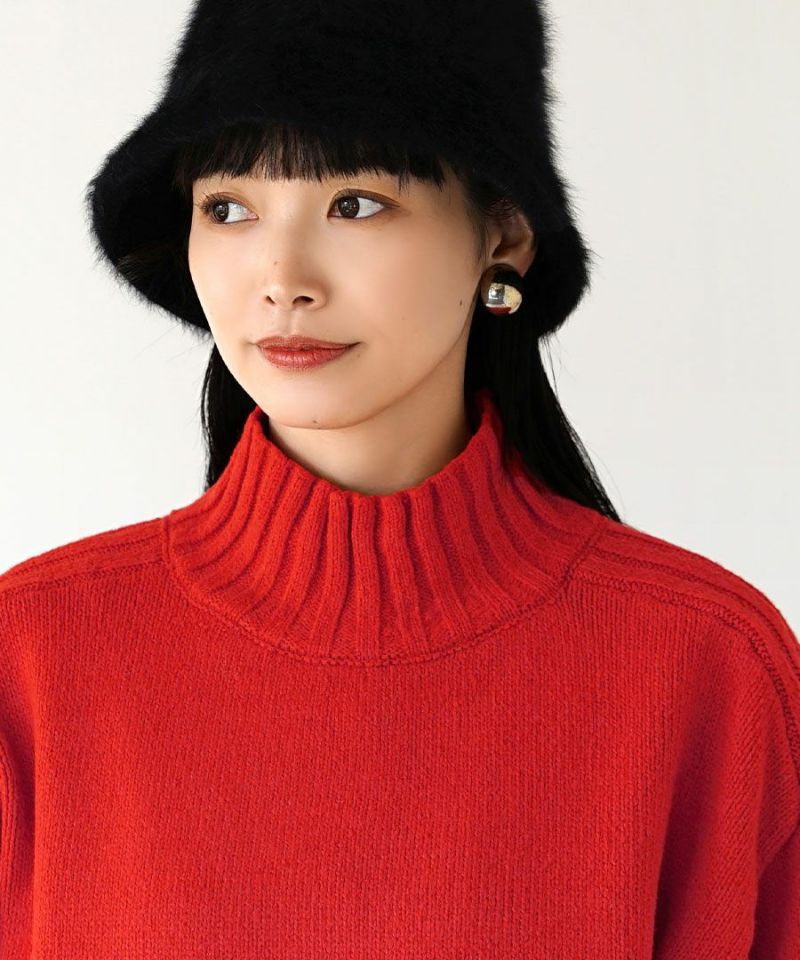 日本 zootie - 寬鬆立領羅紋針織短版毛衣-白