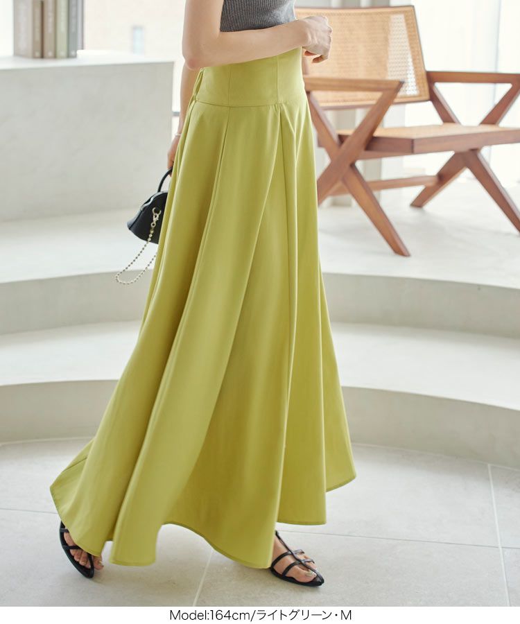 日本 Kobe Lettuce - A-line高腰顯瘦長裙-淺灰 (M)