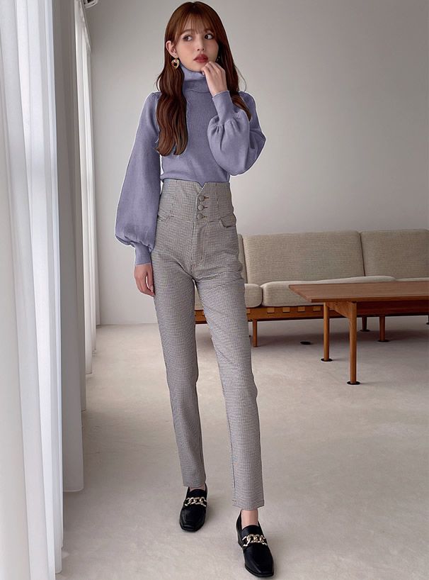 日本 GRL - 後蝴蝶結美型細針織上衣-淺灰藍