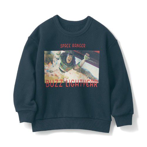 日本千趣會 - 迪士尼裏毛長T-仿舊印花巴斯光年-深藍