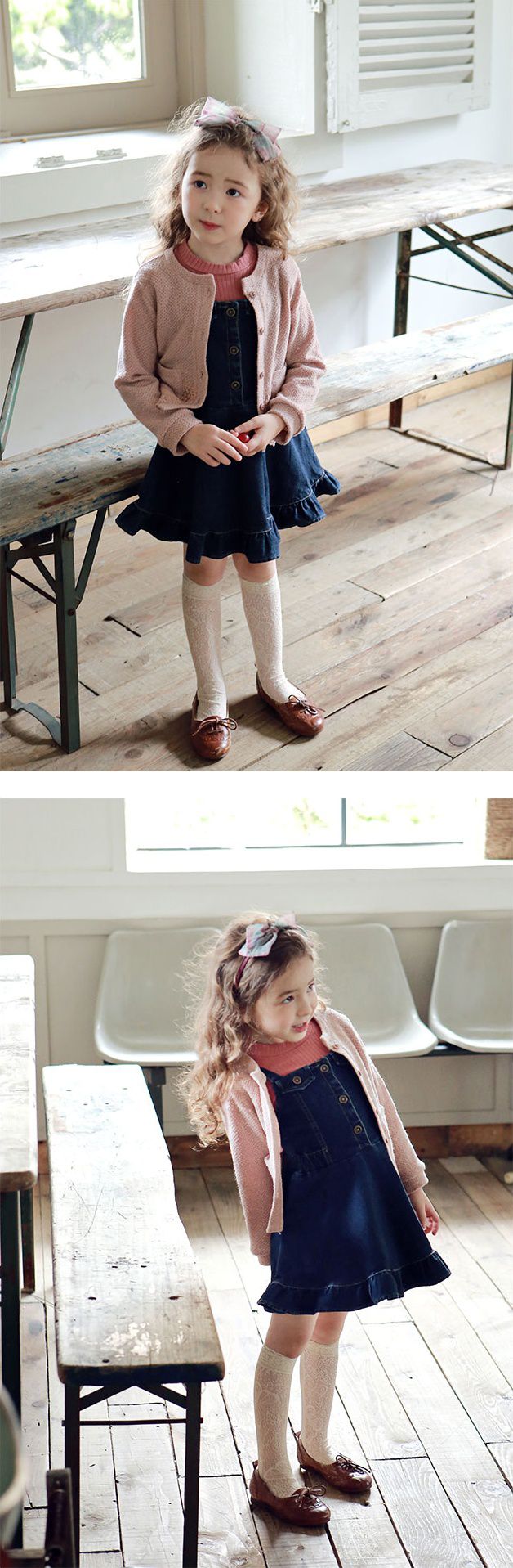 韓國 PuellaFLO - 銅釦牛仔背心裙-深藍