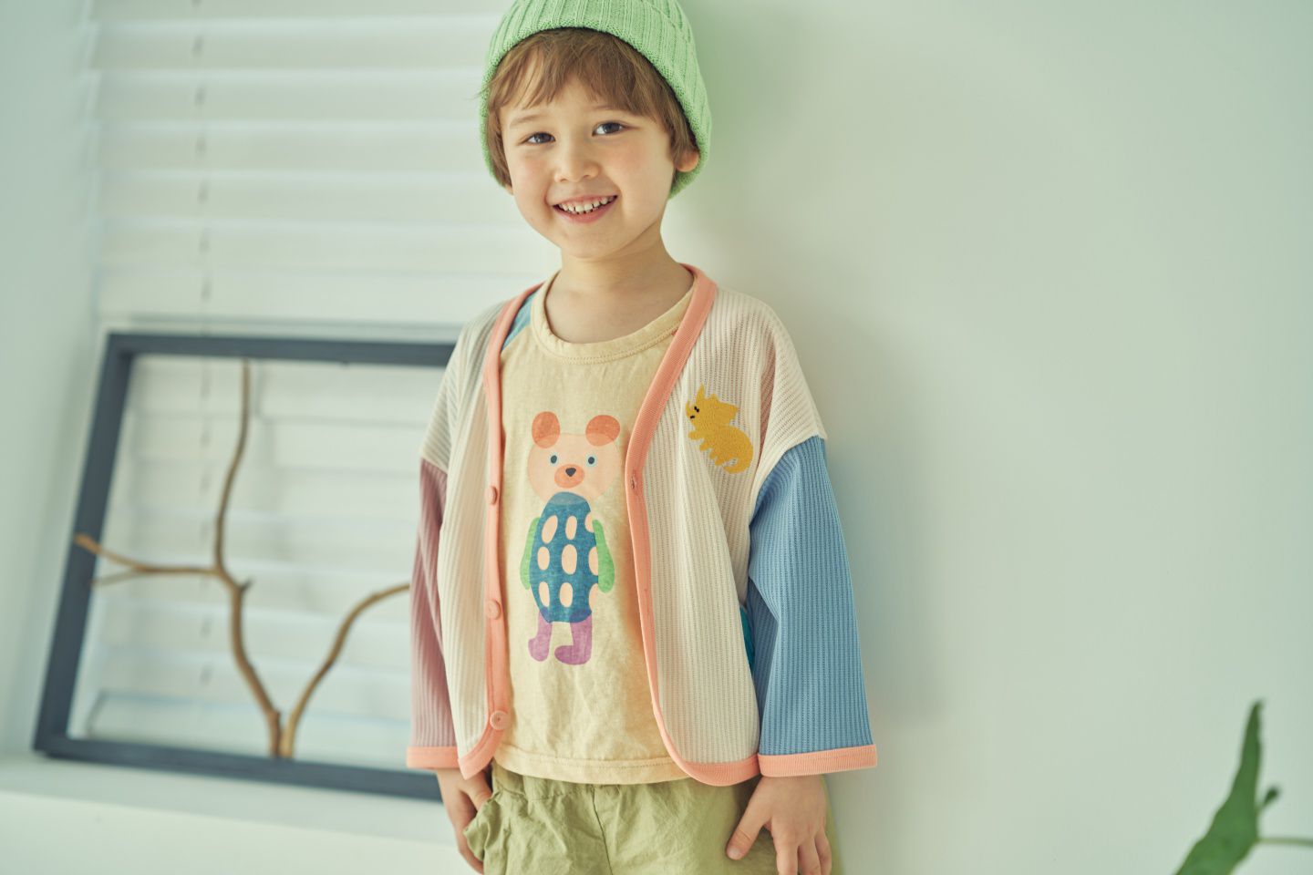 韓國 Mimico - 三色恐龍拼接色小外套-藕粉X藍