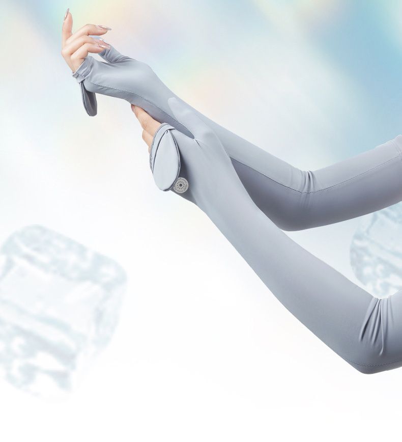 UPF50+成人冰絲涼感防曬袖套-可翻蓋款-黑色