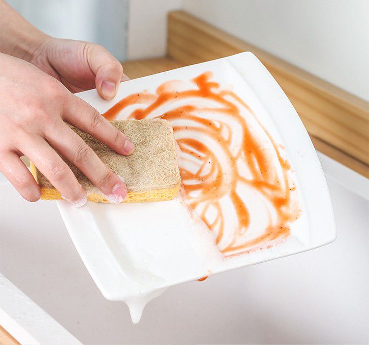 天然木漿棉椰絲海綿清潔刷-雙面-橘色