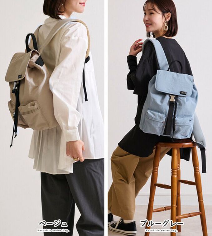 日本 LIZDAYS - 輕量簡約防潑水多口袋後背包-卡其杏 (30x35cm)