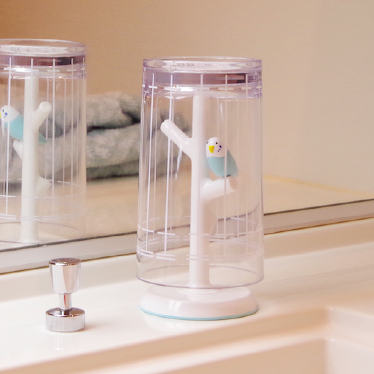 日本 Hashy - 樹枝造型杯架/漱口杯組-熊貓-綠 (杯子Φ6.5x11cm)