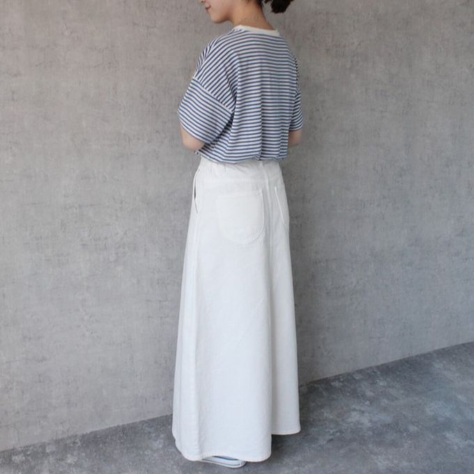 日本女裝代購 - 經典厚磅A字牛仔長裙(高個媽咪推薦)-白