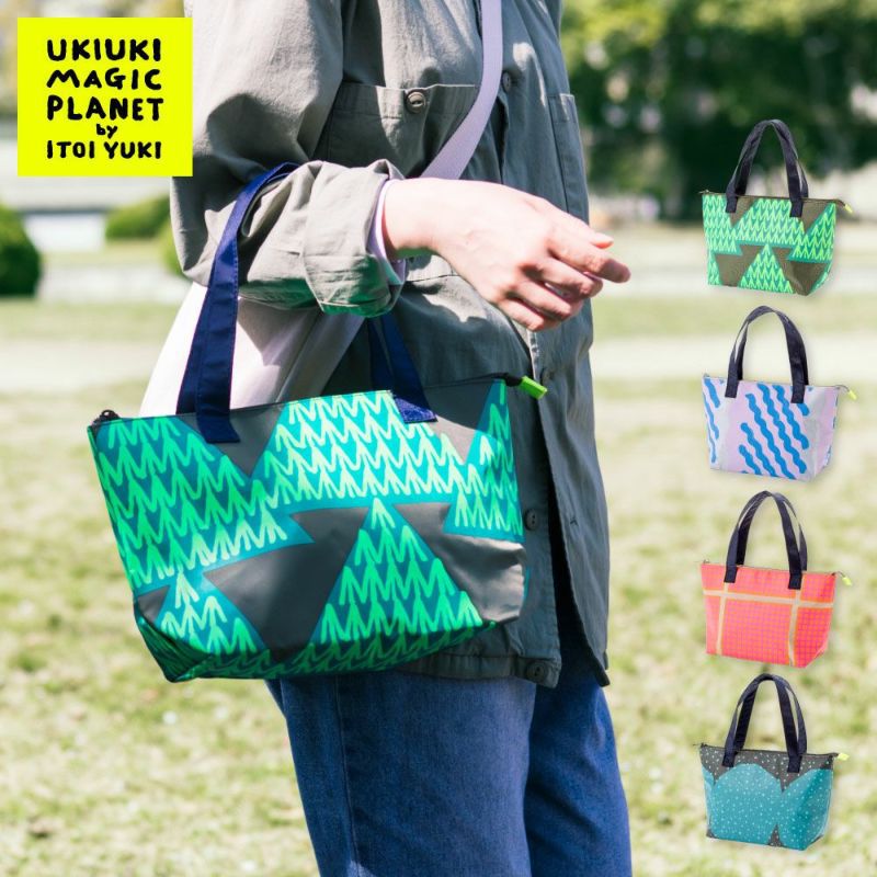 日本 IROHA - 野餐趣拉鍊式保溫保冷購物袋/便當袋(容量1.5L/耐重5KG)-波浪 (31x20x12cm)