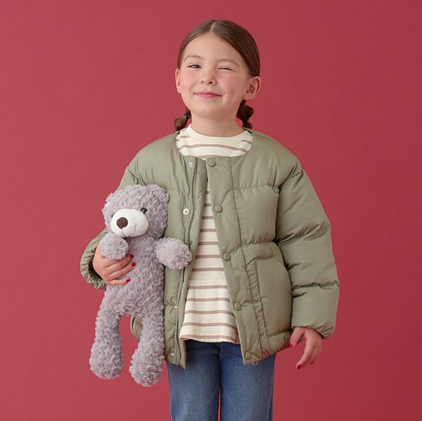 日本 Lycee mine - 馬卡龍色蓬鬆保暖外套(附圍脖)-水藍