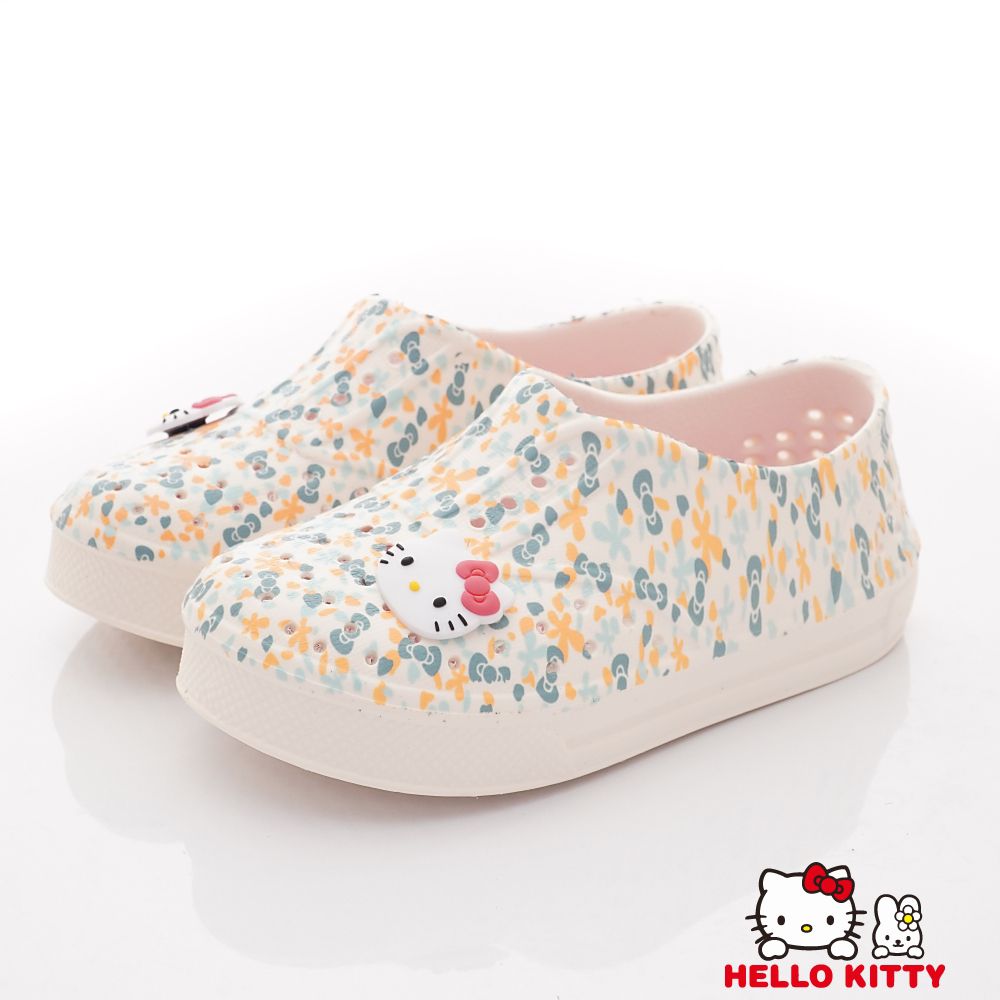 HELLO KITTY - 凱蒂貓可愛碎花洞洞鞋(中小童段)-休閒鞋-白水