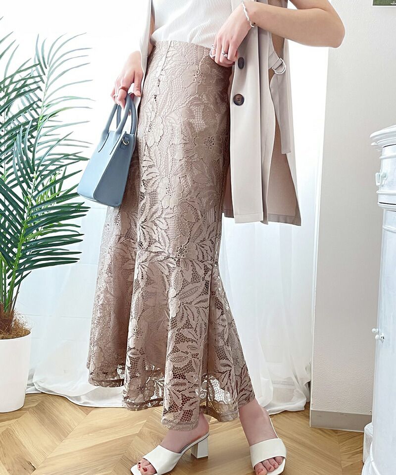 日本 Classical Elf - 優雅百合刺繡魚尾長裙-黑