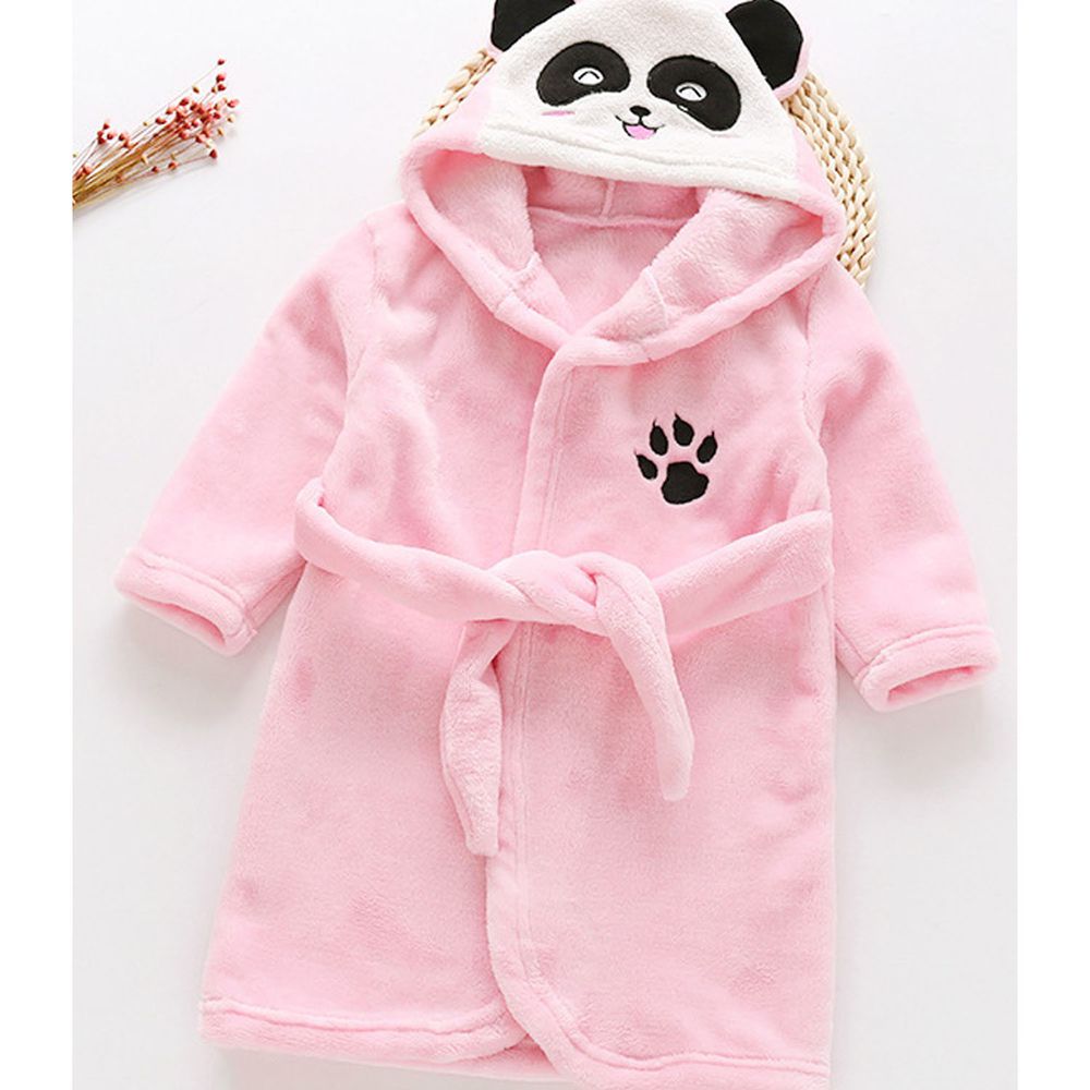 超柔軟珊瑚絨浴袍睡衣-粉色熊貓
