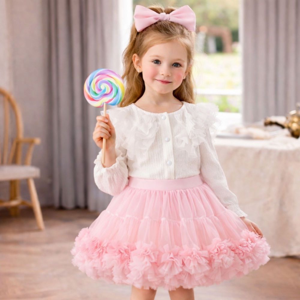 百搭超蓬多層次網紗澎澎裙蓬蓬裙(棉裡布)-嬰兒粉