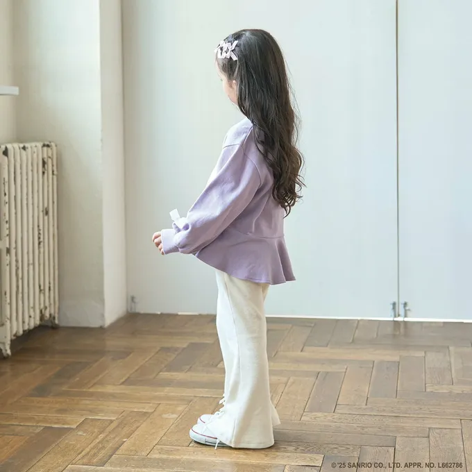 日本 Lycee mine - 連名款 可愛荷葉邊印花長袖上衣-卡通人物三麗鷗-紫