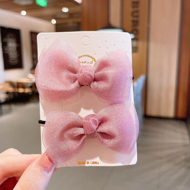 亮亮網紗蝴蝶結髮夾(2入組)-海軍藍