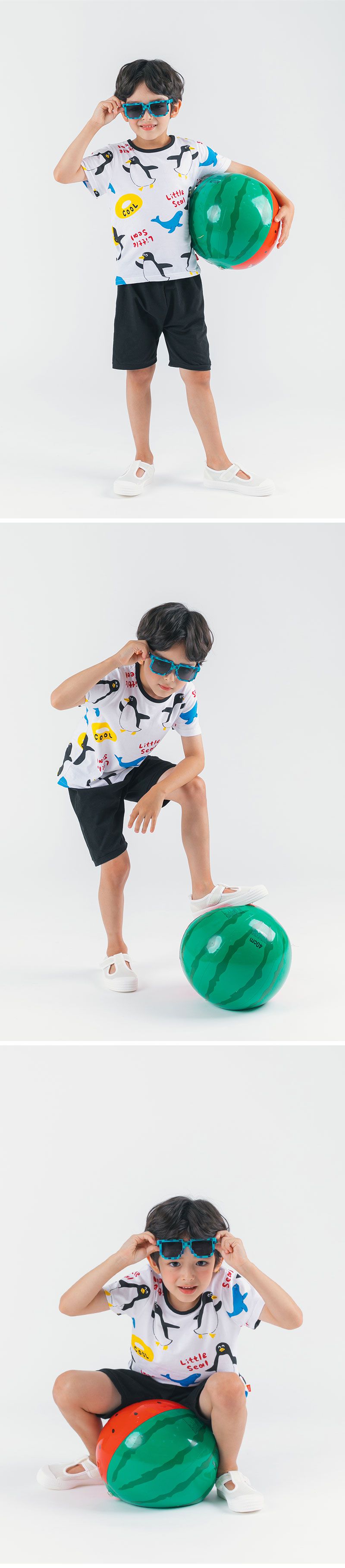 韓國 OZKIZ - 企鵝海獅好友短袖套裝