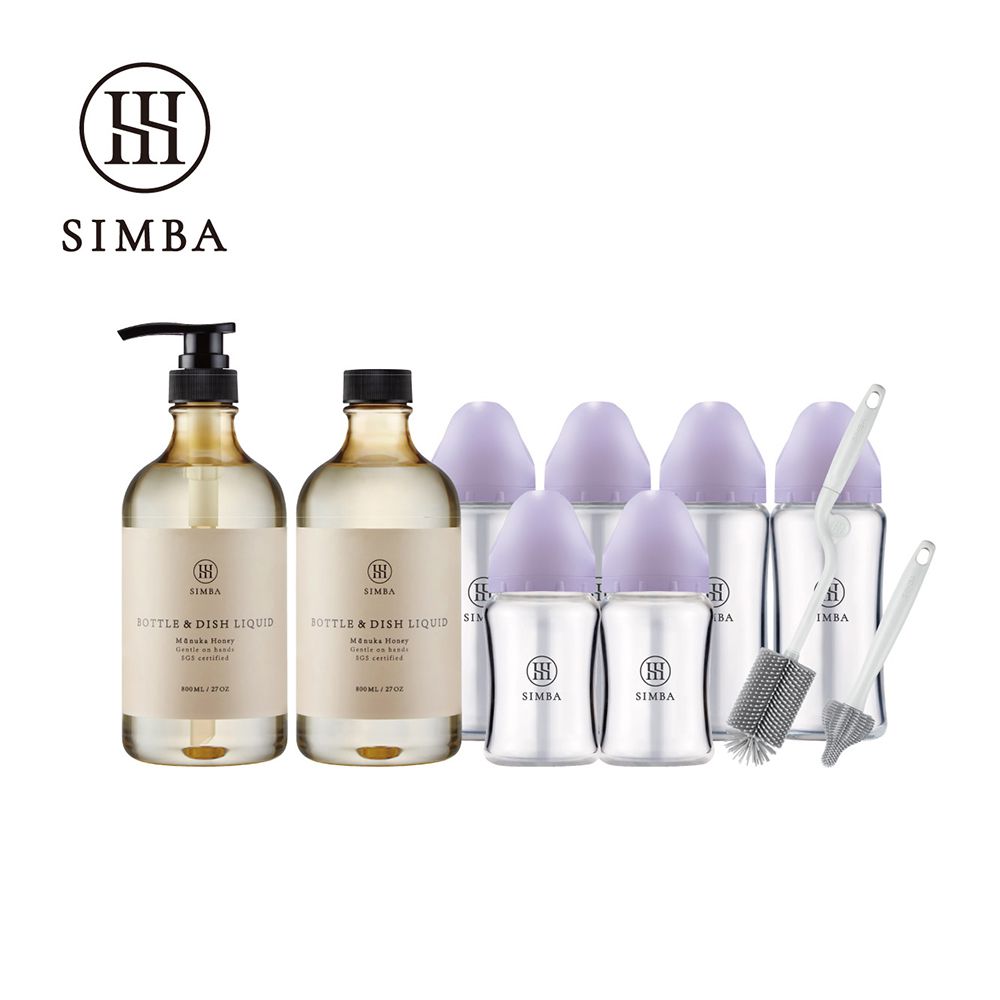 強酵去汙！蘊蜜質金玻璃寬口奶瓶清潔明星組-小流量新生適用-紫芙