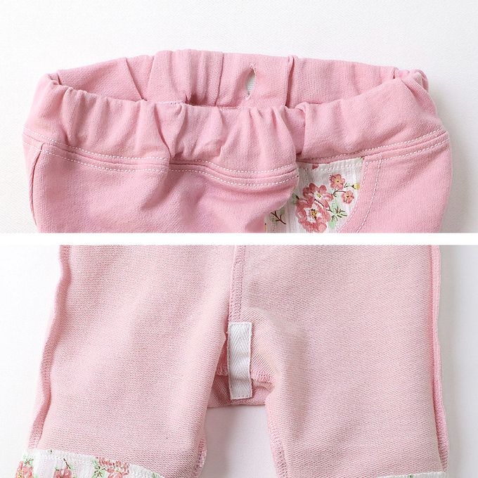 日本 ZOOLAND - 甜美花卉反摺短褲-粉紅