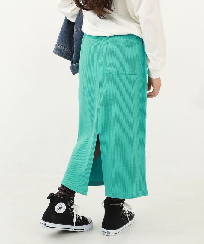 日本 devirock - 開叉羅紋鉛筆長裙-黑