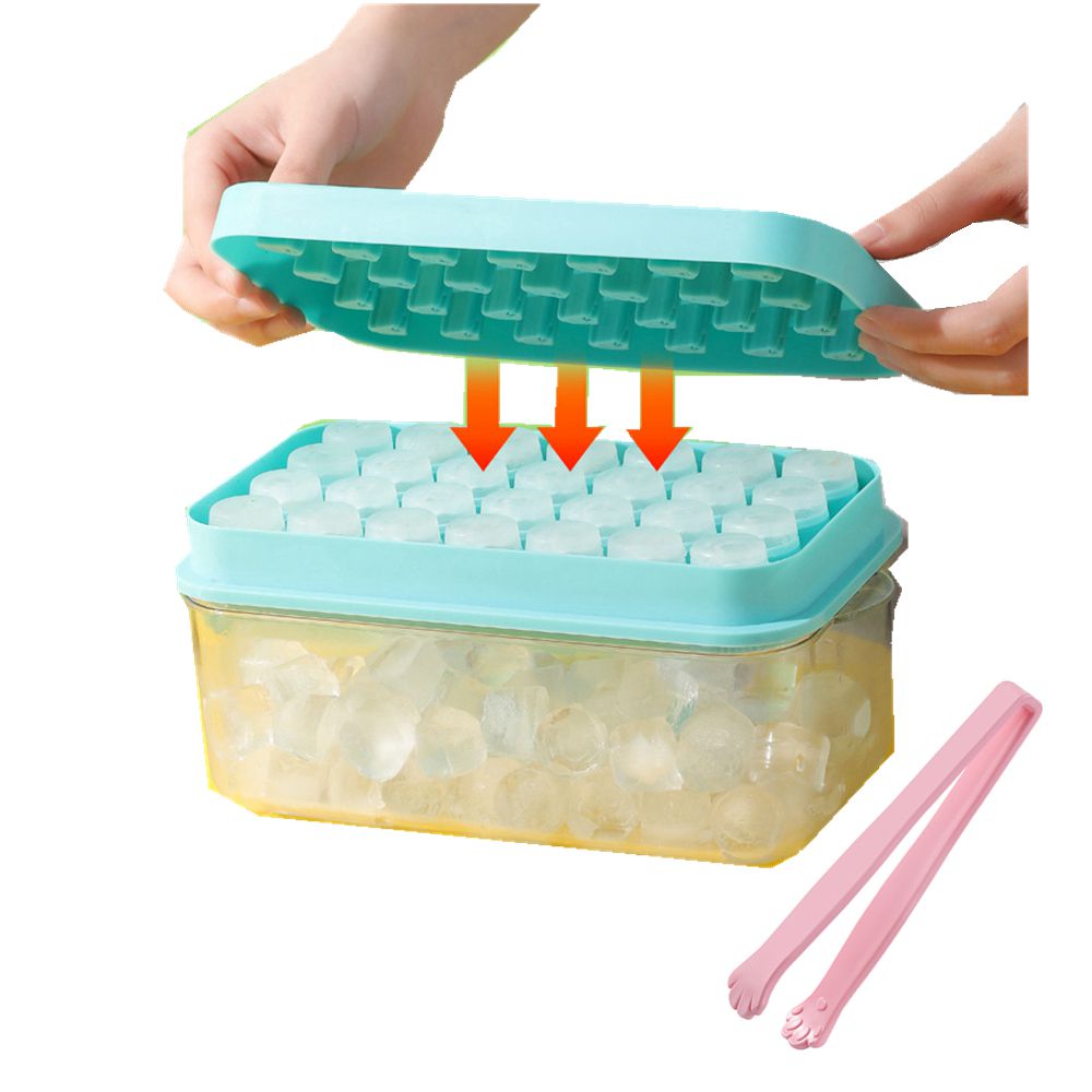 Vanibaby - 按壓式製冰盒 單層含蓋28格 (大容量 秒脫 玫瑰造型 附冰夾 蓋子)-顏色隨機