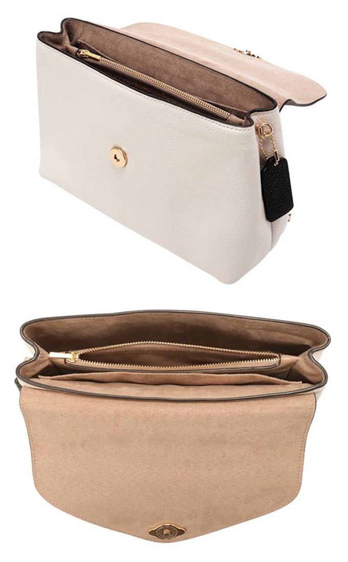 COACH - 拼接皮革斜背包-白奶茶撞色